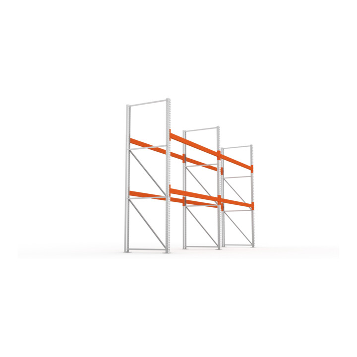 META MULTIPAL Palettenregal 3300x5655x1100 mm, 3 Ebenen, 2 Felder, bis 800 Kg je Palette, verzinkt/rotorange