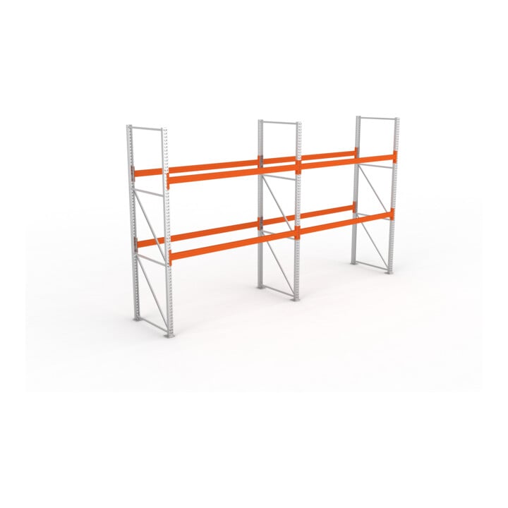 META MULTIPAL Palettenregal 3300x5655x1100 mm, 3 Ebenen, 2 Felder, bis 800 Kg je Palette, verzinkt/rotorange