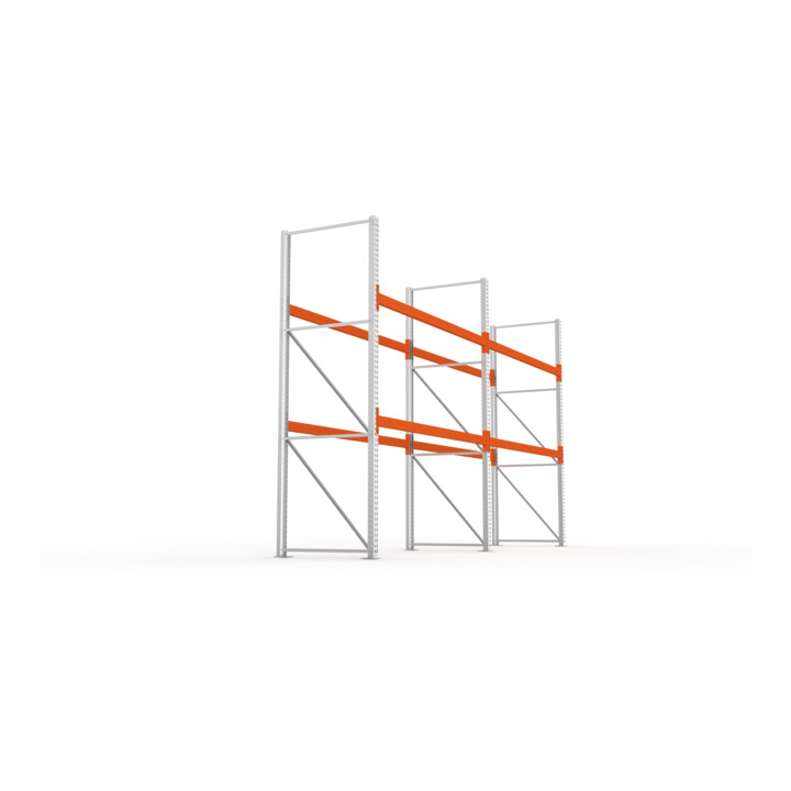 META MULTIPAL Palettenregal 3300x5655x1100 mm, 3 Ebenen, 2 Felder, bis 800 Kg je Palette, verzinkt/rotorange
