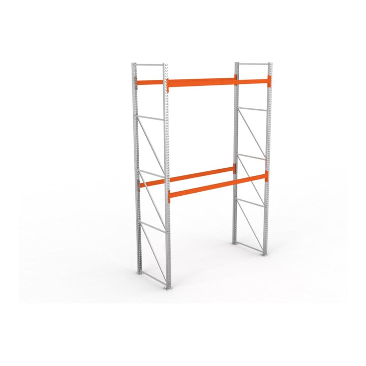 META MULTIPAL Palettenregal 4400x2700x1100 mm (HxBxT), bis 470 Kg Palettengewicht, 2 Holmebenen, verzinkt/rotorange