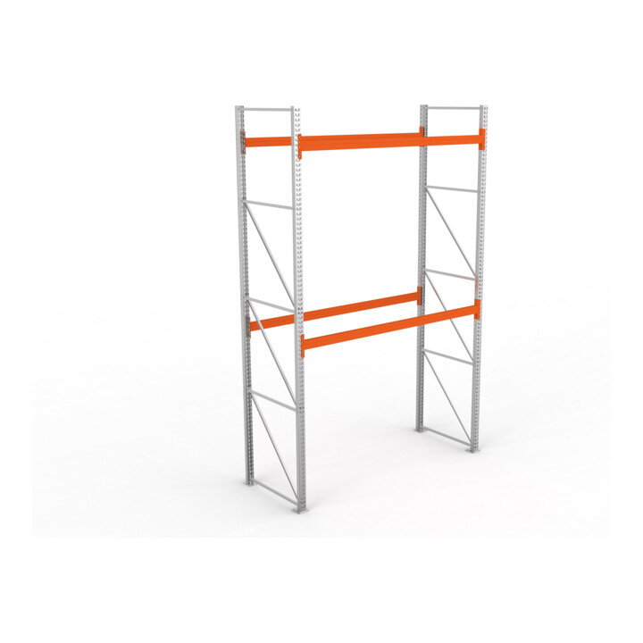META MULTIPAL Palettenregal 4400x2700x1100 mm (HxBxT), bis 770 Kg Palettengewicht, 2 Holmebenen, verzinkt/rotorange