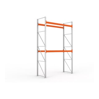 META MULTIPAL Palettenregal 4400x2700x1100 mm (HxBxT), bis 960 Kg Palettengewicht, 2 Holmebenen, verzinkt/rotorange