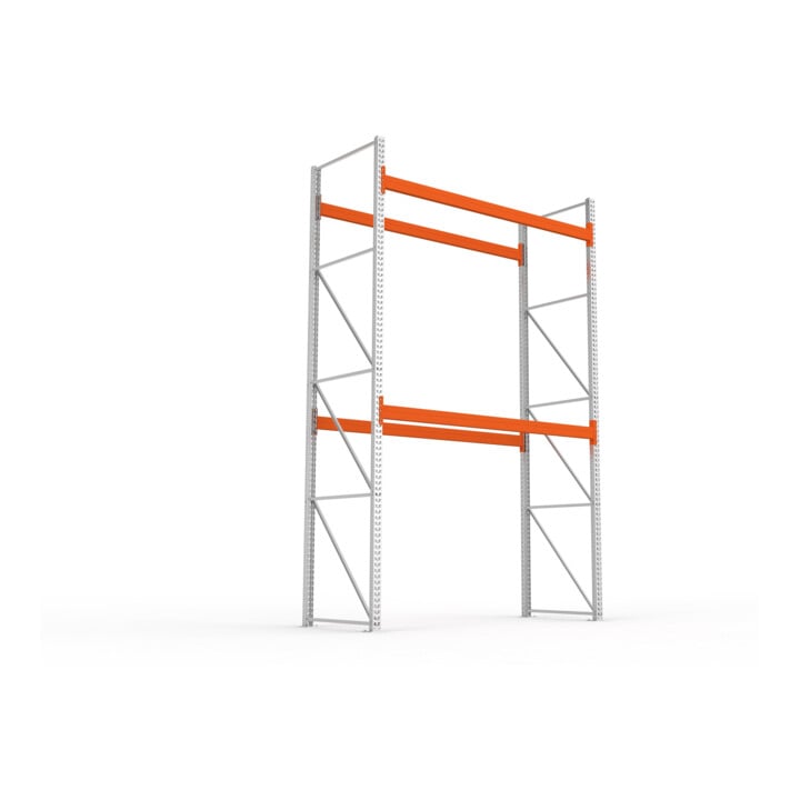 META MULTIPAL Palettenregal 4400x2700x1100 mm (HxBxT), bis 960 Kg Palettengewicht, 2 Holmebenen, verzinkt/rotorange