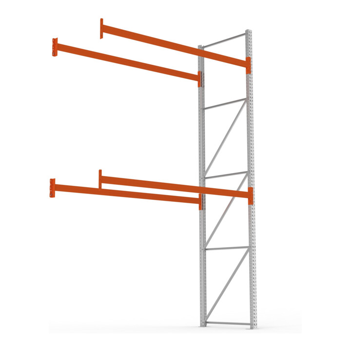 META MULTIPAL Palettenregal 4400x2785x1100 mm, Anbauregal, 3 Ebenen, bis 500 Kg je Palette, verzinkt/rotorange