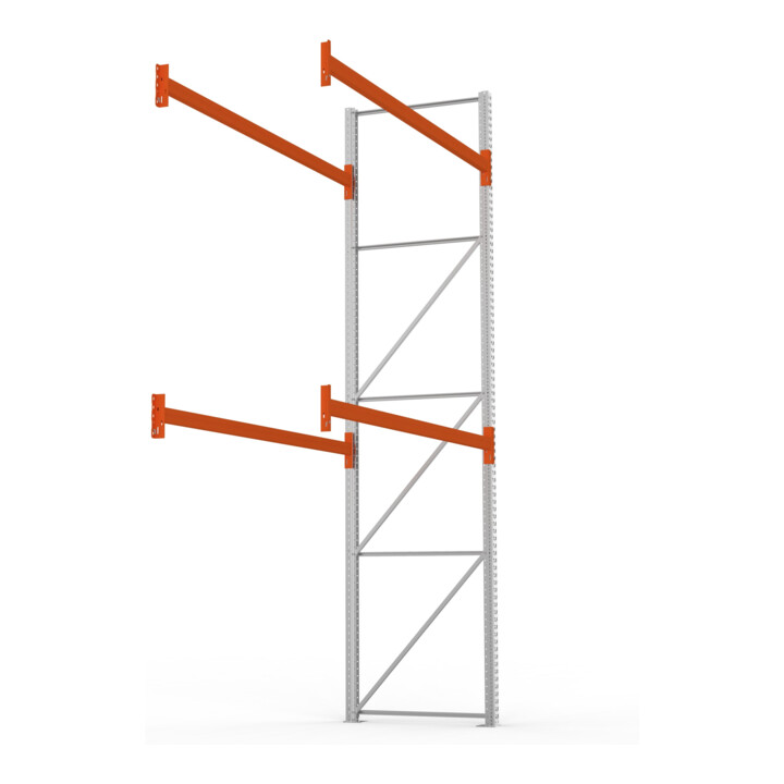 META MULTIPAL Palettenregal 4400x2785x1100 mm, Anbauregal, 3 Ebenen, bis 500 Kg je Palette, verzinkt/rotorange