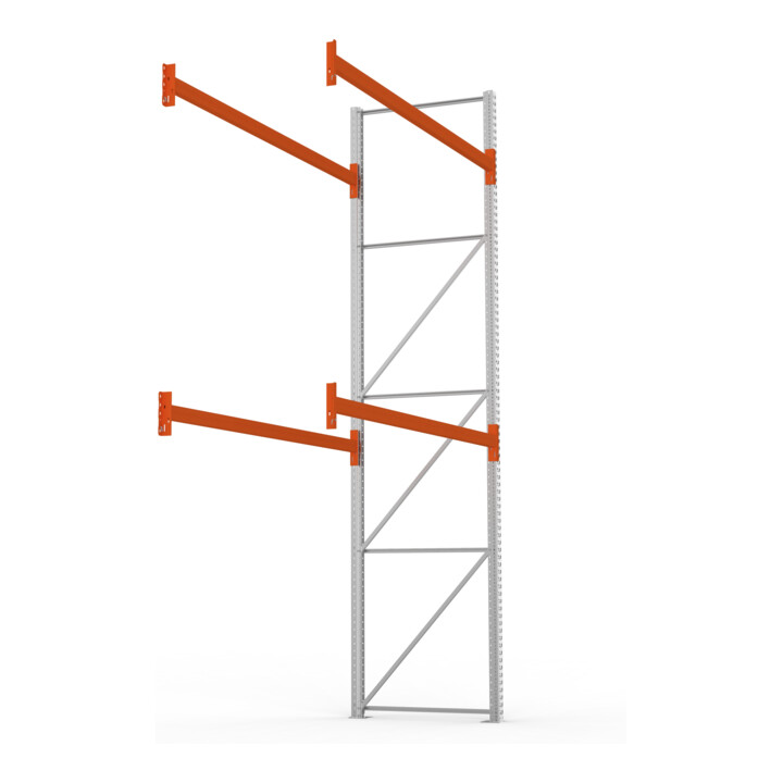 META MULTIPAL Palettenregal 4400x2785x1100 mm, Anbauregal, 3 Ebenen, bis 500 Kg je Palette, verzinkt/rotorange