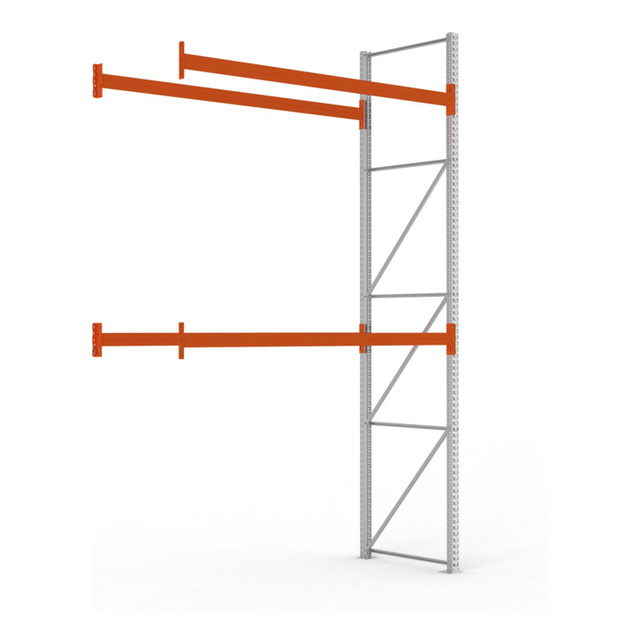 META MULTIPAL Palettenregal 4400x2785x1100 mm, Anbauregal, 3 Ebenen, bis 800 Kg je Palette, verzinkt/rotorange