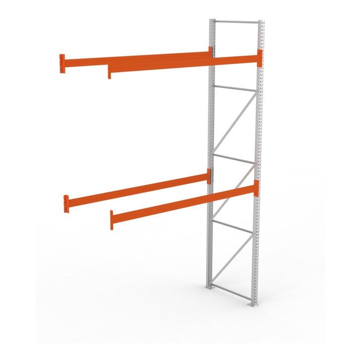 META MULTIPAL Palettenregal 4400x2785x1100 mm, Anbauregal, 3 Ebenen, bis 800 Kg je Palette, verzinkt/rotorange