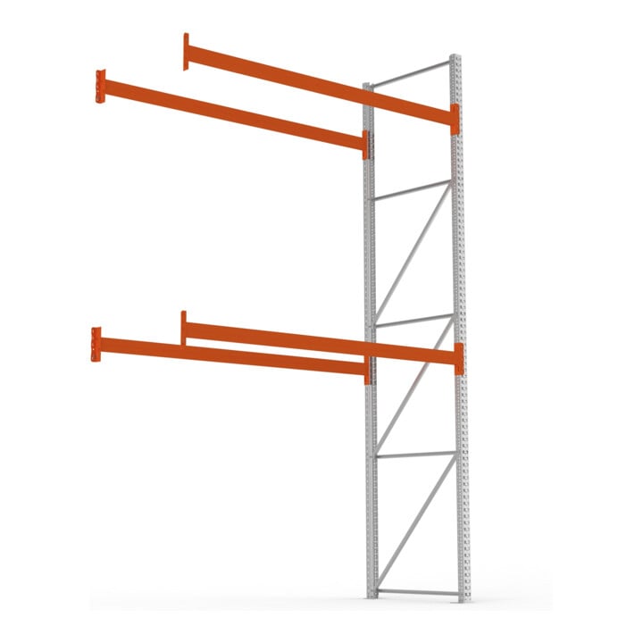 META MULTIPAL Palettenregal 4400x2785x1100 mm, Anbauregal, 3 Ebenen, bis 800 Kg je Palette, verzinkt/rotorange