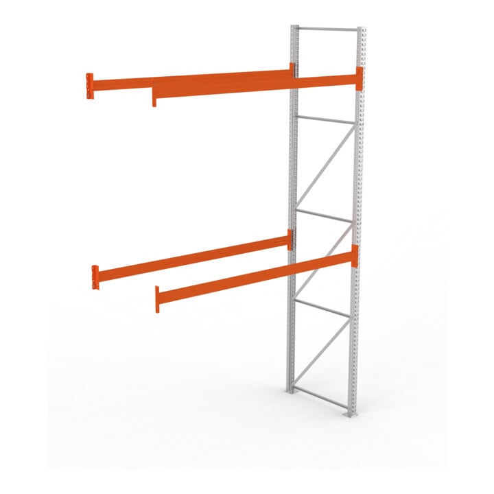 META MULTIPAL Palettenregal 4400x2785x1100 mm, Anbauregal, 3 Ebenen, bis 800 Kg je Palette, verzinkt/rotorange