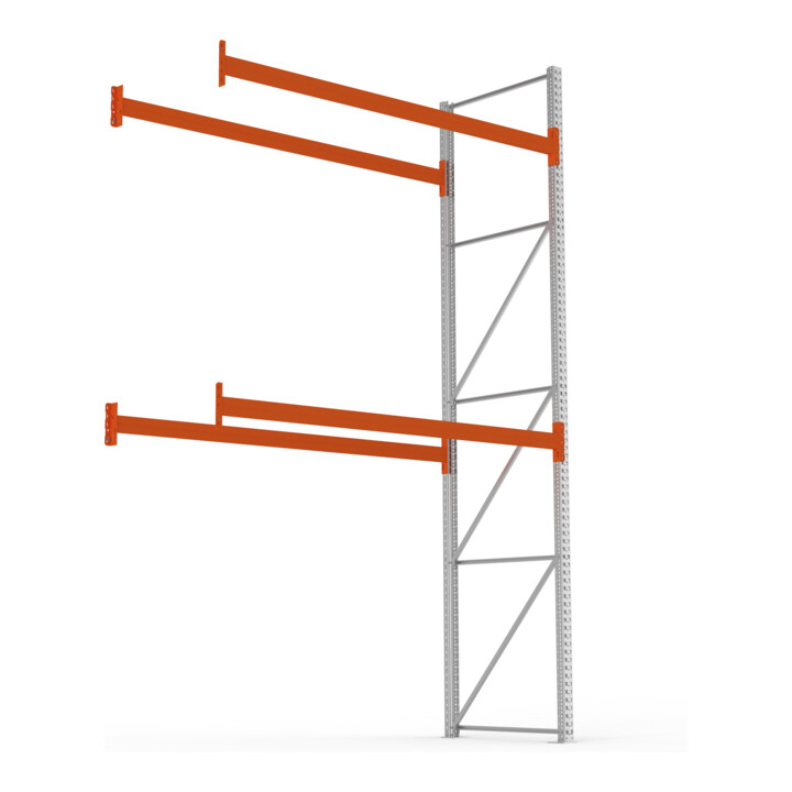 META MULTIPAL Palettenregal 4400x2785x1100 mm, Anbauregal, 3 Ebenen, bis 800 Kg je Palette, verzinkt/rotorange