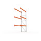 META MULTIPAL Palettenregal 4400x2785x1100 mm, Anbauregal, 4 Ebenen, bis 1000 Kg je Palette, verzinkt/rotorange