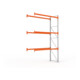 META MULTIPAL Palettenregal 4400x2785x1100 mm, Anbauregal, 4 Ebenen, bis 500 Kg je Palette, verzinkt/rotorange