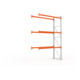 META MULTIPAL Palettenregal 4400x2785x1100 mm, Anbauregal, 4 Ebenen, bis 500 Kg je Palette, verzinkt/rotorange