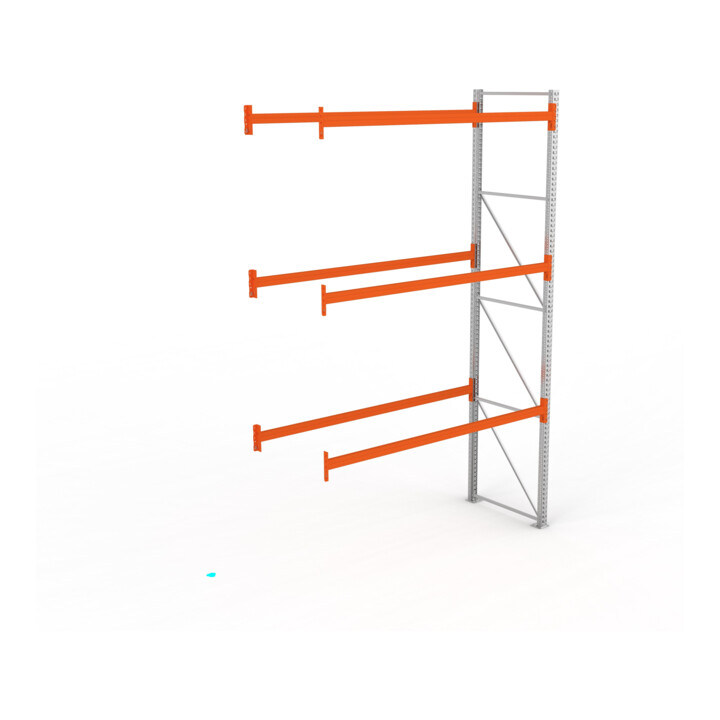 META MULTIPAL Palettenregal 4400x2785x1100 mm, Anbauregal, 4 Ebenen, bis 500 Kg je Palette, verzinkt/rotorange