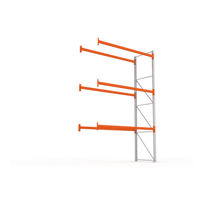 META MULTIPAL Palettenregal 4400x2785x1100 mm, Anbauregal, 4 Ebenen, bis 500 Kg je Palette, verzinkt/rotorange