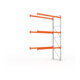 META MULTIPAL Palettenregal 4400x2785x1100 mm, Anbauregal, 4 Ebenen, bis 800 Kg je Palette, verzinkt/rotorange