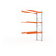 META MULTIPAL Palettenregal 4400x2785x1100 mm, Anbauregal, 4 Ebenen, bis 800 Kg je Palette, verzinkt/rotorange