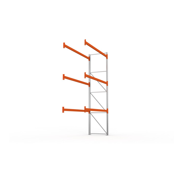 META MULTIPAL Palettenregal 4400x2785x1100 mm, Anbauregal, 4 Ebenen, bis 800 Kg je Palette, verzinkt/rotorange