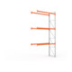 META MULTIPAL Palettenregal 5500x2785x1100 mm, Anbauregal, 4 Ebenen, bis 500 Kg je Palette, verzinkt/rotorange