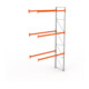META MULTIPAL Palettenregal 5500x2785x1100 mm, Anbauregal, 4 Ebenen, bis 500 Kg je Palette, verzinkt/rotorange