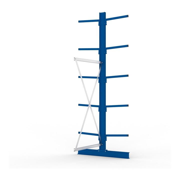 META MULTISTRONG L Kragarmregal 3000x1000x1000 mm, Anbauregal mit 12 Lagerebenen, doppelseitig, enzianblau