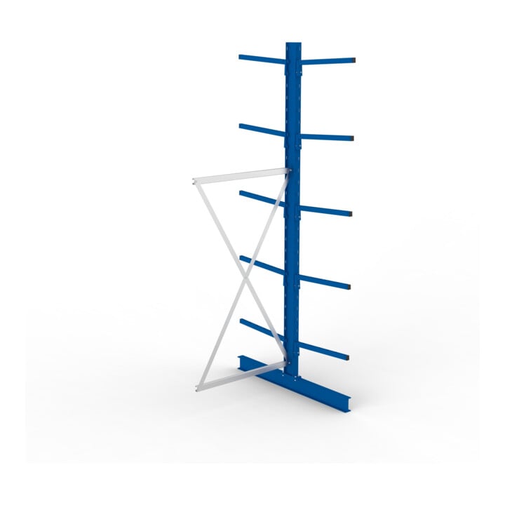 META MULTISTRONG L Kragarmregal 3000x1000x1200 mm, Anbauregal mit 12 Lagerebenen, doppelseitig, enzianblau