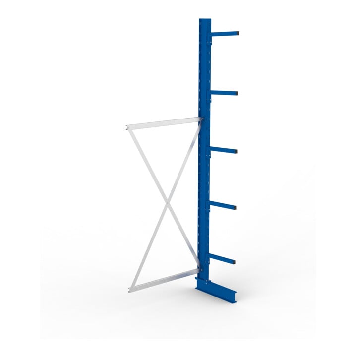META MULTISTRONG L Kragarmregal 3000x1000x400 mm, Anbauregal mit 6 Lagerebenen, einseitig, enzianblau