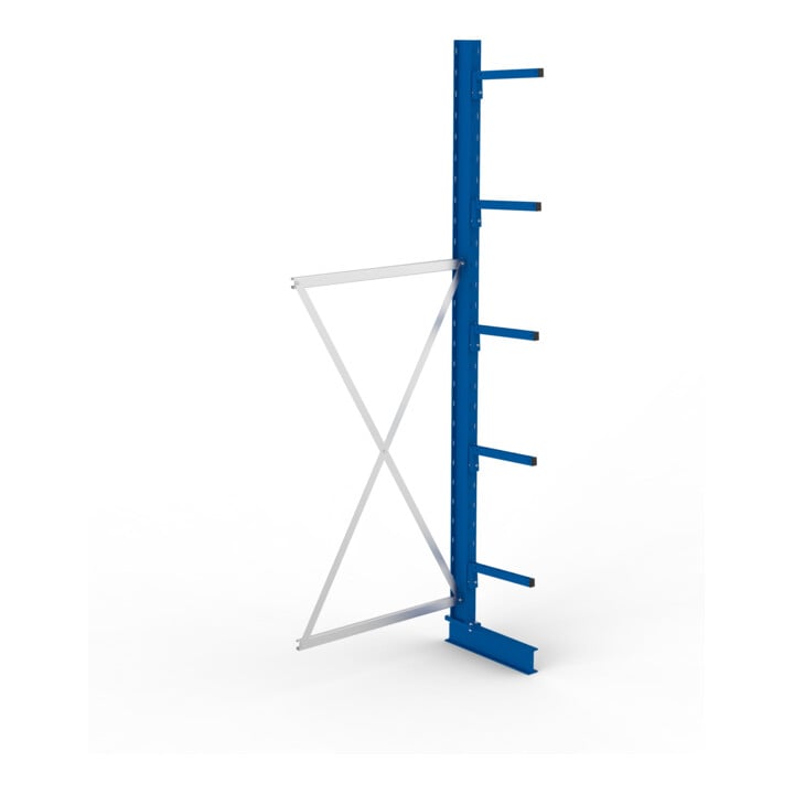 META MULTISTRONG L Kragarmregal 3000x1000x400 mm, Anbauregal mit 6 Lagerebenen, einseitig, enzianblau