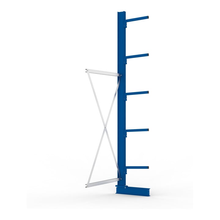 META MULTISTRONG L Kragarmregal 3000x1000x400 mm, Anbauregal mit 6 Lagerebenen, einseitig, enzianblau