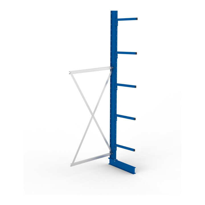 META MULTISTRONG L Kragarmregal 3000x1000x500 mm, Anbauregal mit 6 Lagerebenen, einseitig, enzianblau