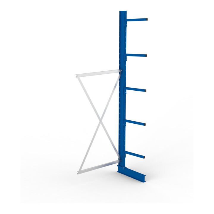 META MULTISTRONG L Kragarmregal 3000x1000x500 mm, Anbauregal mit 6 Lagerebenen, einseitig, enzianblau