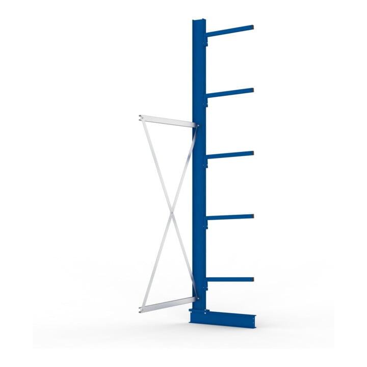 META MULTISTRONG L Kragarmregal 3000x1000x500 mm, Anbauregal mit 6 Lagerebenen, einseitig, enzianblau