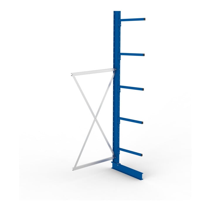 META MULTISTRONG L Kragarmregal 3000x1000x600 mm, Anbauregal mit 6 Lagerebenen, einseitig, enzianblau