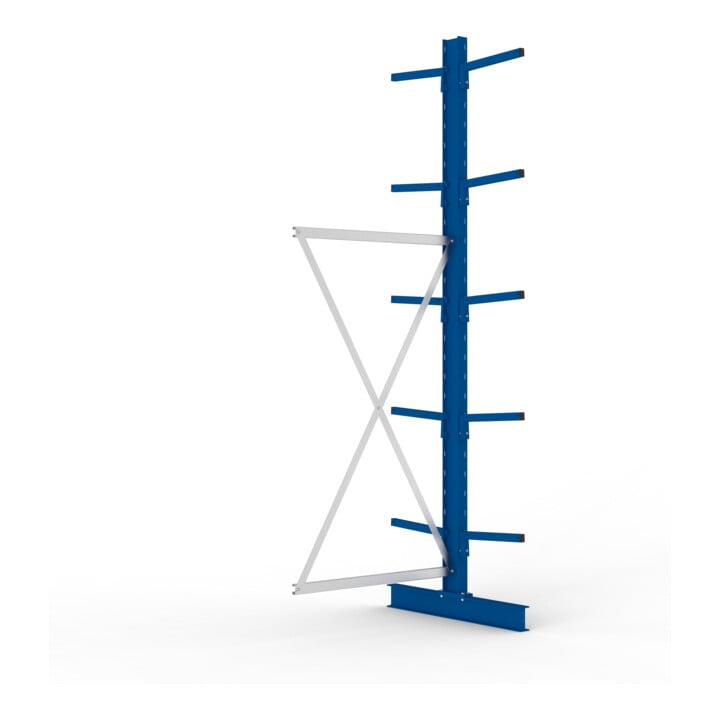 META MULTISTRONG L Kragarmregal 3000x1000x800 mm, Anbauregal mit 12 Lagerebenen, doppelseitig, enzianblau