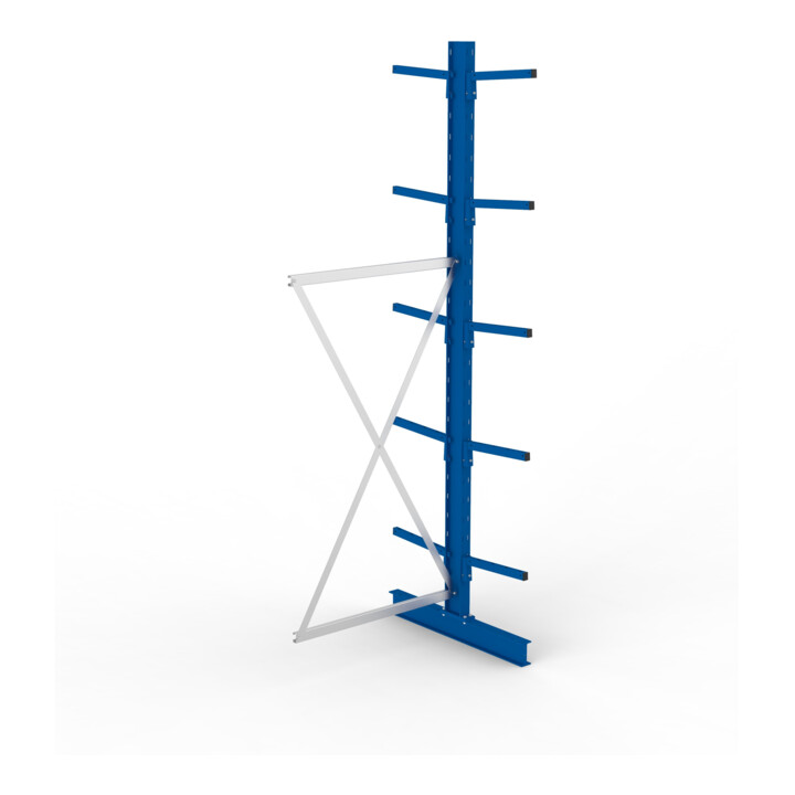 META MULTISTRONG L Kragarmregal 3000x1000x800 mm, Anbauregal mit 12 Lagerebenen, doppelseitig, enzianblau