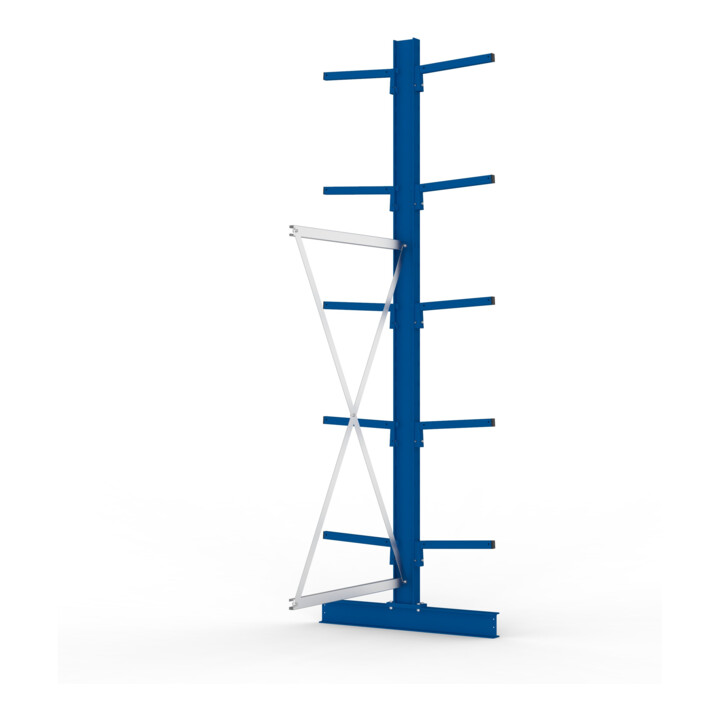 META MULTISTRONG L Kragarmregal 3000x1000x800 mm, Anbauregal mit 12 Lagerebenen, doppelseitig, enzianblau