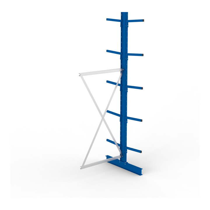 META MULTISTRONG L Kragarmregal 3000x1000x800 mm, Anbauregal mit 12 Lagerebenen, doppelseitig, enzianblau