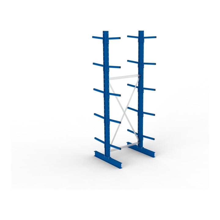 META MULTISTRONG L Kragarmregal 3000x1000x800 mm, Grundregal mit 12 Lagerebenen, doppelseitig, enzianblau