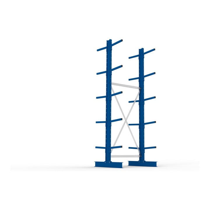 META MULTISTRONG L Kragarmregal 3000x1000x800 mm, Grundregal mit 12 Lagerebenen, doppelseitig, enzianblau