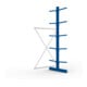 META MULTISTRONG L Kragarmregal 3000x1300x1000 mm, Anbauregal mit 12 Lagerebenen, doppelseitig, enzianblau