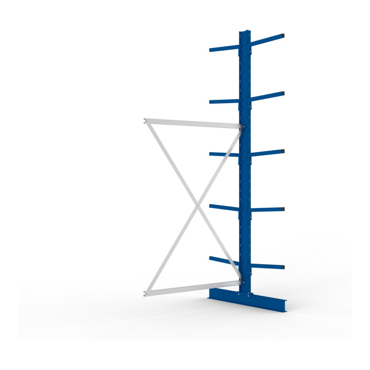 META MULTISTRONG L Kragarmregal 3000x1300x1000 mm, Anbauregal mit 12 Lagerebenen, doppelseitig, enzianblau