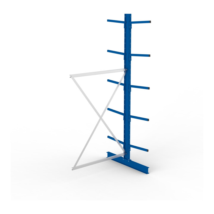 META MULTISTRONG L Kragarmregal 3000x1300x1000 mm, Anbauregal mit 12 Lagerebenen, doppelseitig, enzianblau