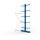 META MULTISTRONG L Kragarmregal 3000x1300x1200 mm, Anbauregal mit 12 Lagerebenen, doppelseitig, enzianblau