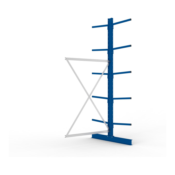 META MULTISTRONG L Kragarmregal 3000x1300x1200 mm, Anbauregal mit 12 Lagerebenen, doppelseitig, enzianblau