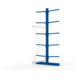 META MULTISTRONG L Kragarmregal 3000x1300x1200 mm, Anbauregal mit 12 Lagerebenen, doppelseitig, enzianblau