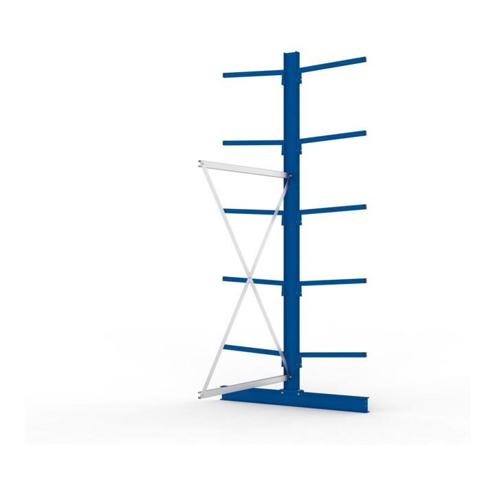 META MULTISTRONG L Kragarmregal 3000x1300x1200 mm, Anbauregal mit 12 Lagerebenen, doppelseitig, enzianblau