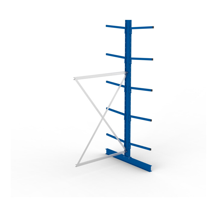 META MULTISTRONG L Kragarmregal 3000x1300x1200 mm, Anbauregal mit 12 Lagerebenen, doppelseitig, enzianblau