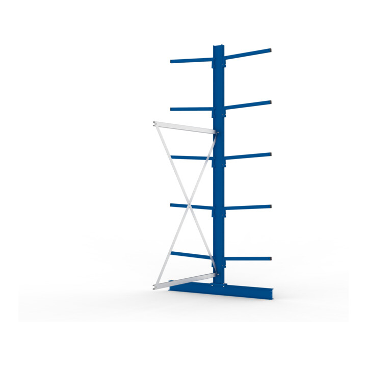META MULTISTRONG L Kragarmregal 3000x1300x1200 mm, Anbauregal mit 12 Lagerebenen, doppelseitig, enzianblau
