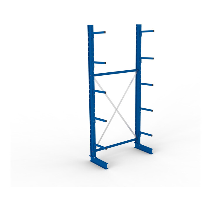 META MULTISTRONG L Kragarmregal 3000x1300x400 mm, Grundregal mit 6 Lagerebenen, einseitig, enzianblau
